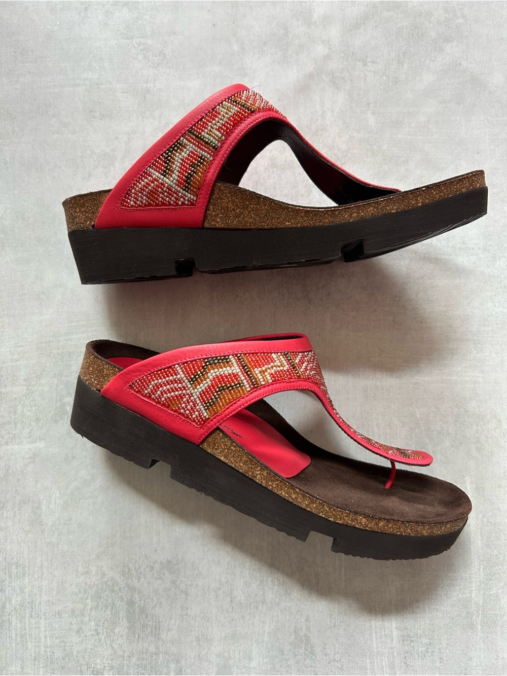 Donald J Pliner Beaded Penny Sandals in Poppy Colorway